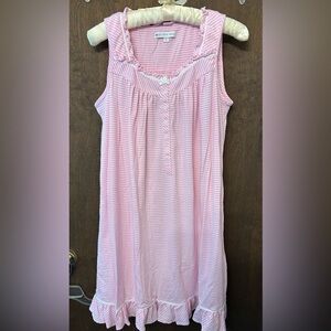 Eileen West women’s nightgown, long, Small. Pink & White stripes. Sleeveless.